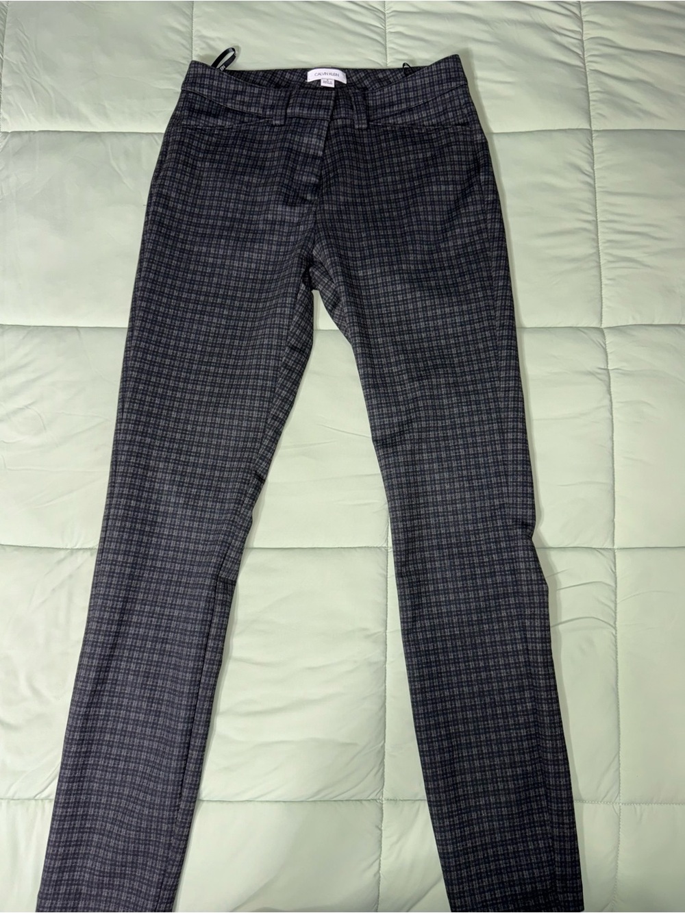Calvin Klein Charcoal Black Plaid Slim Trousers